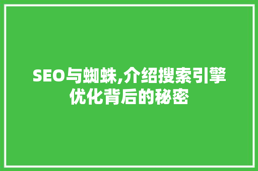 SEO与蜘蛛,介绍搜索引擎优化背后的秘密