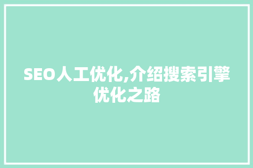 SEO人工优化,介绍搜索引擎优化之路