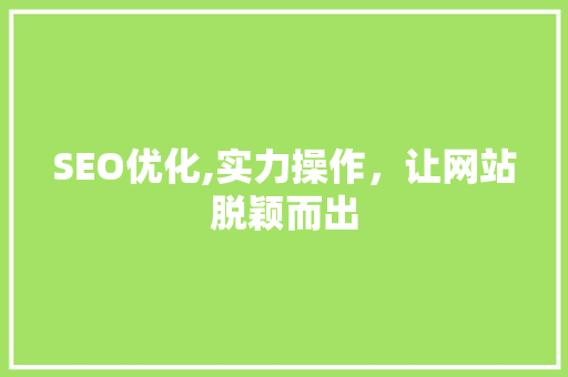 SEO优化,实力操作，让网站脱颖而出