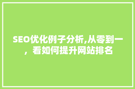 SEO优化例子分析,从零到一，看如何提升网站排名