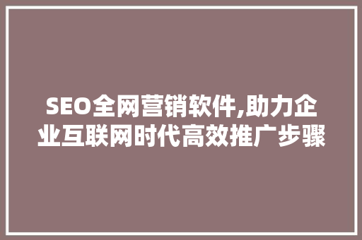 SEO全网营销软件,助力企业互联网时代高效推广步骤