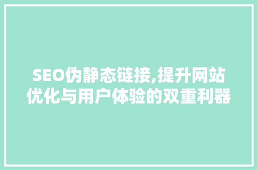 SEO伪静态链接,提升网站优化与用户体验的双重利器