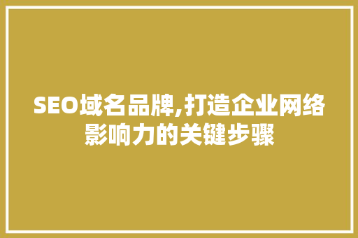 SEO域名品牌,打造企业网络影响力的关键步骤