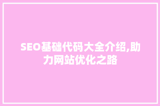SEO基础代码大全介绍,助力网站优化之路