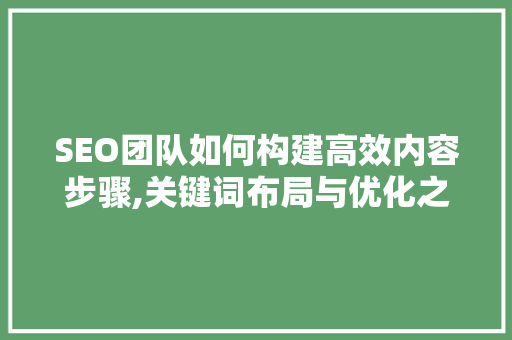 SEO团队如何构建高效内容步骤,关键词布局与优化之路