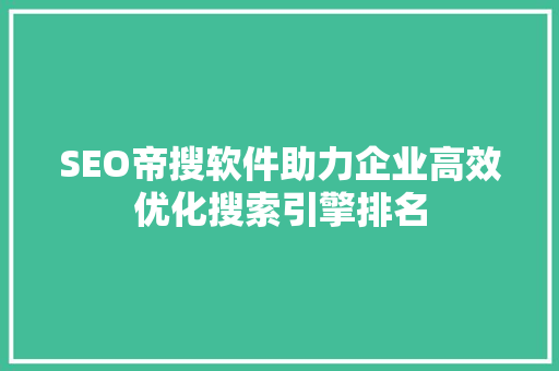 SEO帝搜软件助力企业高效优化搜索引擎排名