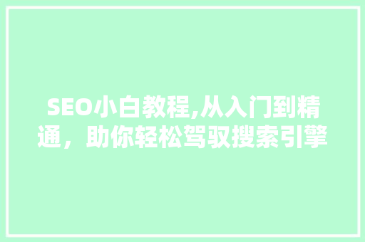 SEO小白教程,从入门到精通，助你轻松驾驭搜索引擎优化