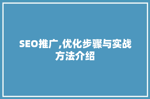 SEO推广,优化步骤与实战方法介绍