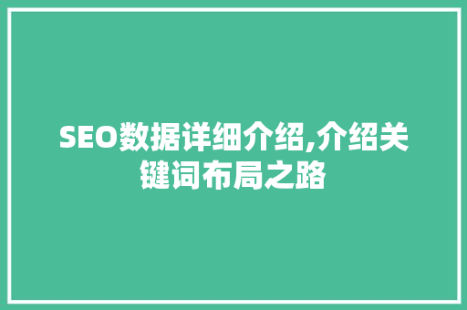 SEO数据详细介绍,介绍关键词布局之路