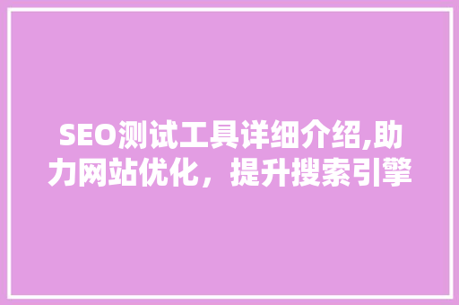SEO测试工具详细介绍,助力网站优化，提升搜索引擎排名