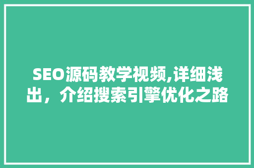SEO源码教学视频,详细浅出，介绍搜索引擎优化之路