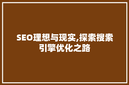 SEO理想与现实,探索搜索引擎优化之路