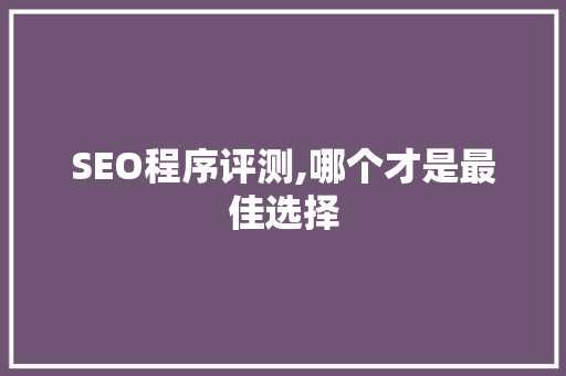 SEO程序评测,哪个才是最佳选择
