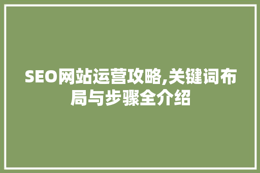 SEO网站运营攻略,关键词布局与步骤全介绍