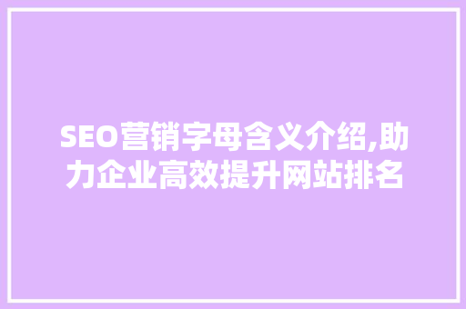 SEO营销字母含义介绍,助力企业高效提升网站排名