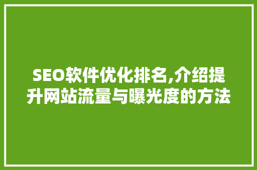 SEO软件优化排名,介绍提升网站流量与曝光度的方法