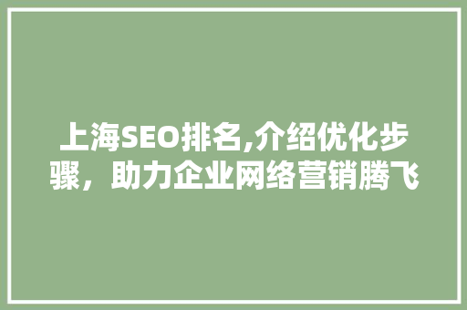 上海SEO排名,介绍优化步骤，助力企业网络营销腾飞