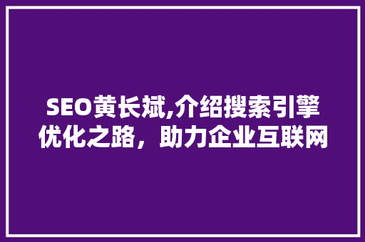 SEO黄长斌,介绍搜索引擎优化之路，助力企业互联网营销腾飞