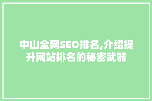 中山全网SEO排名,介绍提升网站排名的秘密武器