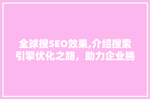 全球搜SEO效果,介绍搜索引擎优化之路，助力企业腾飞