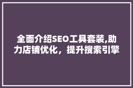全面介绍SEO工具套装,助力店铺优化，提升搜索引擎排名