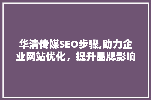 华清传媒SEO步骤,助力企业网站优化，提升品牌影响力