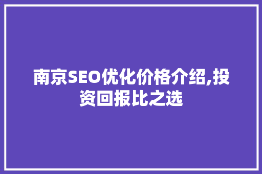 南京SEO优化价格介绍,投资回报比之选