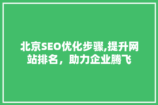 北京SEO优化步骤,提升网站排名，助力企业腾飞