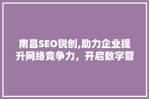 南昌SEO锐创,助力企业提升网络竞争力，开启数字营销新时代
