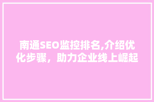 南通SEO监控排名,介绍优化步骤，助力企业线上崛起