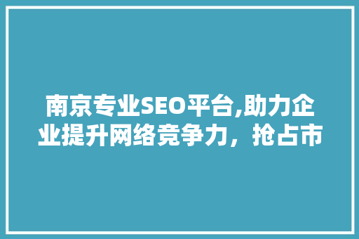 南京专业SEO平台,助力企业提升网络竞争力，抢占市场先机