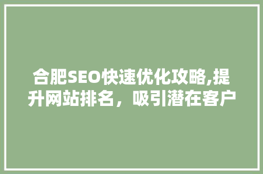 合肥SEO快速优化攻略,提升网站排名，吸引潜在客户