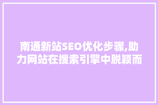 南通新站SEO优化步骤,助力网站在搜索引擎中脱颖而出