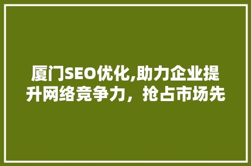 厦门SEO优化,助力企业提升网络竞争力，抢占市场先机