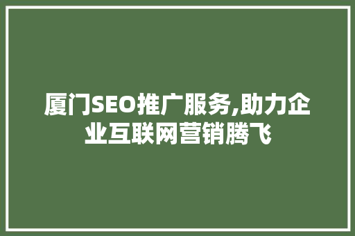 厦门SEO推广服务,助力企业互联网营销腾飞