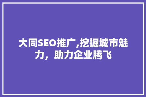 大同SEO推广,挖掘城市魅力，助力企业腾飞