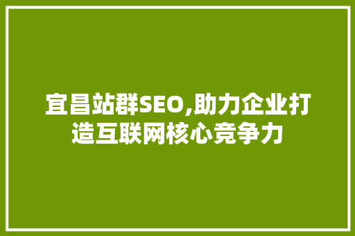 宜昌站群SEO,助力企业打造互联网核心竞争力