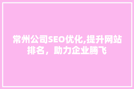 常州公司SEO优化,提升网站排名，助力企业腾飞