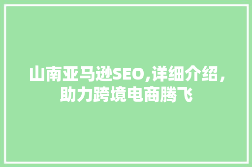 山南亚马逊SEO,详细介绍，助力跨境电商腾飞