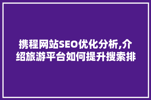 携程网站SEO优化分析,介绍旅游平台如何提升搜索排名