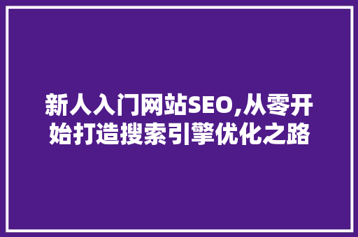 新人入门网站SEO,从零开始打造搜索引擎优化之路