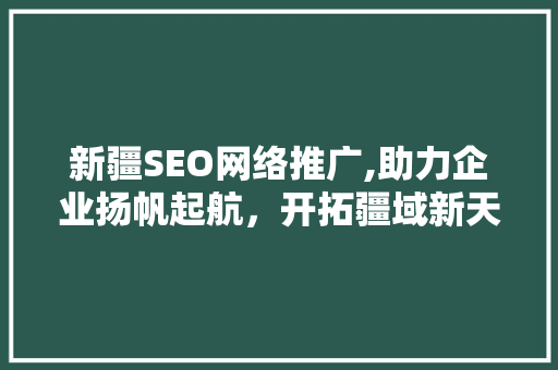 新疆SEO网络推广,助力企业扬帆起航，开拓疆域新天地