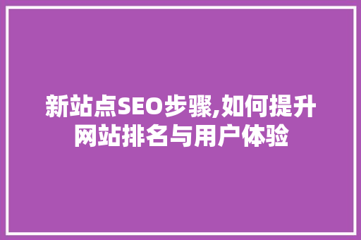 新站点SEO步骤,如何提升网站排名与用户体验