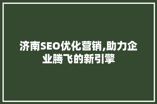 济南SEO优化营销,助力企业腾飞的新引擎