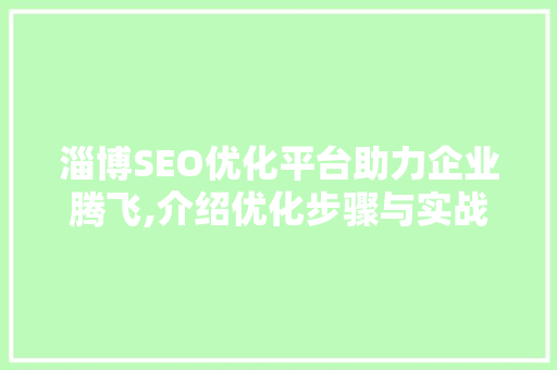 淄博SEO优化平台助力企业腾飞,介绍优化步骤与实战方法