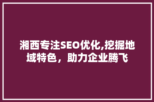 湘西专注SEO优化,挖掘地域特色，助力企业腾飞