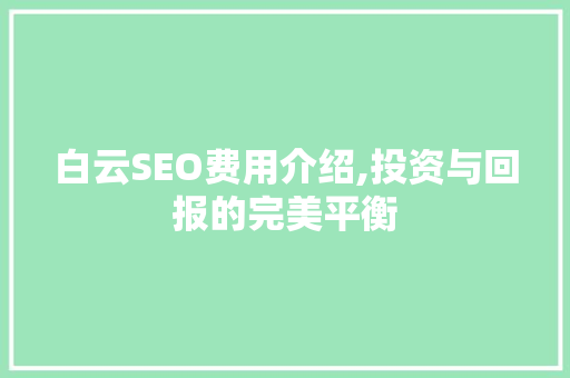 白云SEO费用介绍,投资与回报的完美平衡