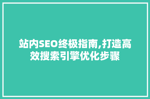 站内SEO终极指南,打造高效搜索引擎优化步骤