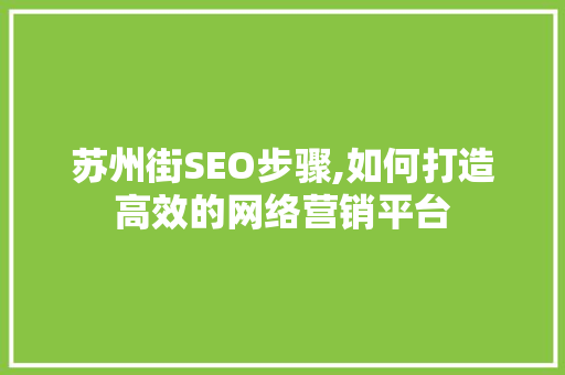 苏州街SEO步骤,如何打造高效的网络营销平台