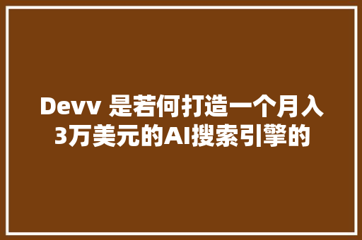 Devv 是若何打造一个月入3万美元的AI搜索引擎的